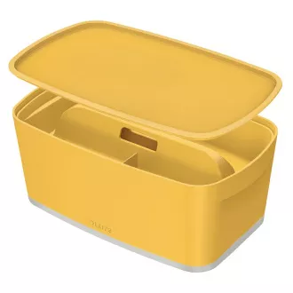 LEITZ Úložný box s vekom MyBox Cosy + Organizér s držadlom, veľkosť S, teplá žltá