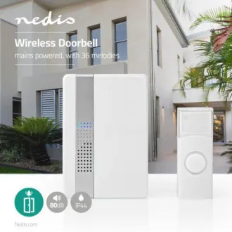 Nedis DOORB223CWT - Sada Bezdrôtového Domového Zvončeka | Napájanie zo Siete | 36 Melódií Nedis DOORB223CWT - Sada Bezdrôtového Domového Zvončeka | Napájanie zo Siete | 36 Melódií