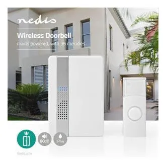 Nedis DOORB223CWT - Sada Bezdrôtového Domového Zvončeka | Napájanie zo Siete | 36 Melódií Nedis DOORB223CWT - Sada Bezdrôtového Domového Zvončeka | Napájanie zo Siete | 36 Melódií