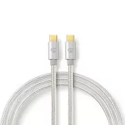 Nedis CCTB60800AL20 - USB 2.0 kábel | USB-C™ Zástrčka | USB-C™ Zástrčka | 480 Mbps | 2.00 m | Strieborná