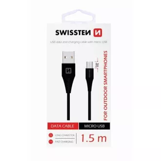 SWISSTEN DATA CABLE USB / MICRO USB 1,5 M ČIERNY (9mm)