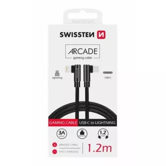 SWISSTEN TEXTILNÝ DÁTOVÝ KÁBEL ARCADE USB-C / LIGHTNING 1,2 M ČIERNY SWISSTEN TEXTILNÝ DÁTOVÝ KÁBEL ARCADE USB-C / LIGHTNING 1,2 M ČIERNY