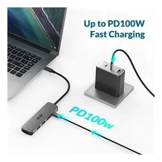 Acer 5IN1 Mini Dock statioType- C dongle, 1x HDMI (až 3840x2160@60hz), 3x USB 3.0 5Gbps ports, 1x Type-C up to 100W PD port (hosť)
