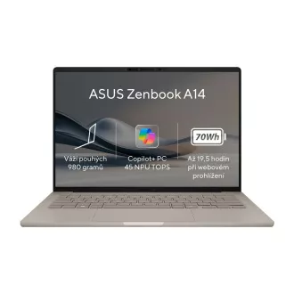 ASUS Zenbook 14 - Qualcomm Purwa SE/32GB/1TB SSD/14"/WUXGA/OLED/2y PUR/Win 11 Home/béžová ASUS Zenbook 14 - Qualcomm Purwa SE/32GB/1TB SSD/14"/WUXGA/OLED/2y PUR/Win 11 Home/béžová