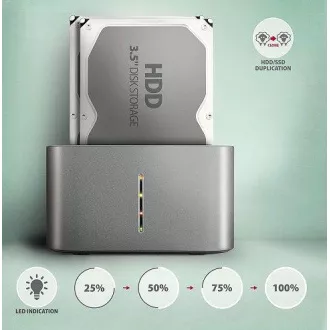 AXAGON ADSA-DC, USB-C 5Gbps - 2x SATA 6G 2.5"/3.5" SSD/HDD CLONE DUAL dokovacia stanica