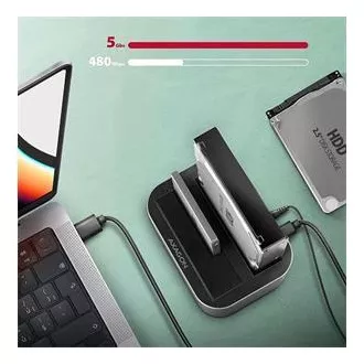 AXAGON ADSA-DC, USB-C 5Gbps - 2x SATA 6G 2.5"/3.5" SSD/HDD CLONE DUAL dokovacia stanica