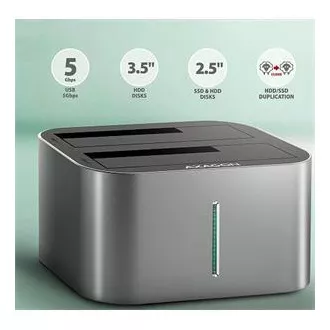 AXAGON ADSA-DC, USB-C 5Gbps - 2x SATA 6G 2.5"/3.5" SSD/HDD CLONE DUAL dokovacia stanica