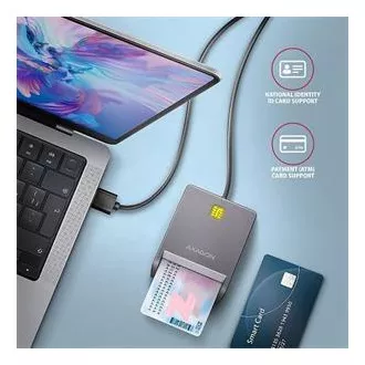 AXAGON CRE-SM3T, USB-A FlatReader čítačka kontaktných kariet Smart card (eObčanka), kábel 1.3m AXAGON CRE-SM3T, USB-A FlatReader čítačka kontaktných kariet Smart card (eObčanka), kábel 1.3m