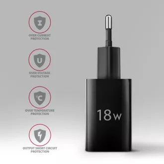 AXAGON ACU-QC18, Nabíjačka do siete 18W, 1x port USB-A, QC3.0/AFC/Apple, čierna