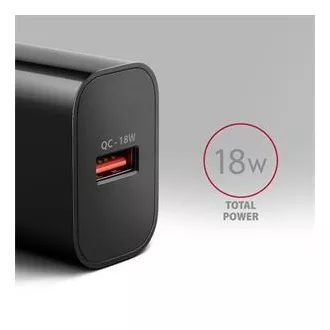 AXAGON ACU-QC18, Nabíjačka do siete 18W, 1x port USB-A, QC3.0/AFC/Apple, čierna