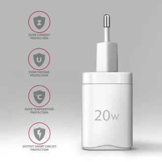 AXAGON ACU-PD20W, nabíjačka do siete 20W, 1x port USB-C, PD3.0/PPS/QC4+/AFC/Apple, biela
