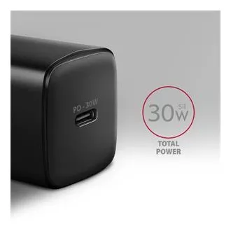 AXAGON ACU-PD30, Sil nabíjačka do siete 30W, 1x port USB-C, PD3.0/PPS/QC4+/SFC/AFC/Apple, čierna
