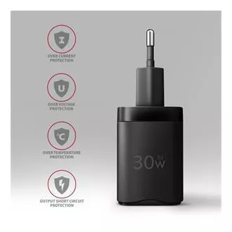 AXAGON ACU-PD30, Sil nabíjačka do siete 30W, 1x port USB-C, PD3.0/PPS/QC4+/SFC/AFC/Apple, čierna