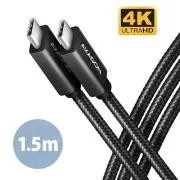 AXAGON BUCM32-CM05AB, SPEED+ kábel USB-C <-> USB-C, 0.5m, USB 20Gbps, PD 100W 5A, 4K HD, ALU, oplet, čierny