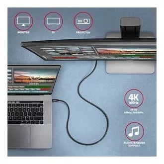 AXAGON BUCM32-CM05AB, SPEED+ kábel USB-C <-> USB-C, 0.5m, USB 20Gbps, PD 100W 5A, 4K HD, ALU, oplet, čierny