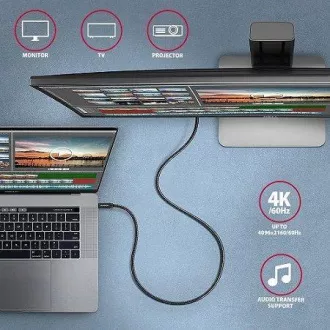 AXAGON BUCM32-CM05AB, SPEED+ kábel USB-C <-> USB-C, 0.5m, USB 20Gbps, PD 100W 5A, 4K HD, ALU, oplet, čierny