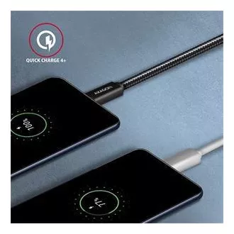 AXAGON BUCM32-CM05AB, SPEED+ kábel USB-C <-> USB-C, 0.5m, USB 20Gbps, PD 100W 5A, 4K HD, ALU, oplet, čierny