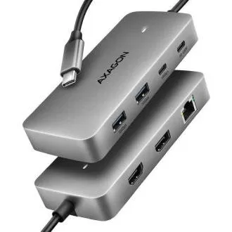 AXAGON HMC-CUB83X2, USB 10Gbps húb, 2x USB-A, USB-C, HDMI a DP 4k/144Hz, RJ-45 GLAN, PD 100W, kábel USB-C 15cm AXAGON HMC-CUB83X2, USB 10Gbps húb, 2x USB-A, USB-C, HDMI a DP 4k/144Hz, RJ-45 GLAN, PD 100W, kábel USB-C 15cm