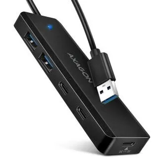AXAGON HUE-C2A, 4× USB 5Gbps TRAVEL húb, 2× USB-A + 2× USB-C, USB-C napájanie, kábel USB-A 19cm AXAGON HUE-C2A, 4× USB 5Gbps TRAVEL húb, 2× USB-A + 2× USB-C, USB-C napájanie, kábel USB-A 19cm