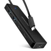 AXAGON HUE-C2C, 4× USB 5Gbps TRAVEL húb, 2× USB-A + 2× USB-C, USB-C napájanie, kábel USB-C 19cm