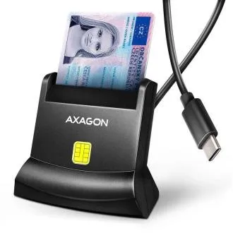 AXAGON CRE-SM4NC, USB-C čítačka kontaktných kariet Smart Card (eObčanka), stojanková, kábel 1.2 m