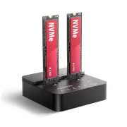 AXAGON ADSA-M2C22L, USB-C 20Gbps dokovacia stanica pre 2× M.2 NVMe SSD s funkciou klonovania