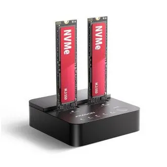 AXAGON ADSA-M2C22L, USB-C 20Gbps dokovacia stanica pre 2× M.2 NVMe SSD s funkciou klonovania