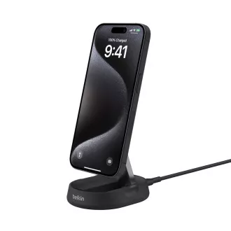 Belkin BOOST CHARGE™ PRE Qi2 15W Magnetický nabíjací stojan, konvertibilný, čierna
