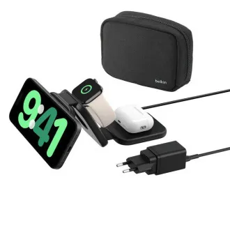 Belkin BOOST CHARGE™ PRE Qi2 3v1 Bezdrôtová skladacia cestovná podložka pre iPhone/Apple Watch/AirPods, čierna Belkin BOOST CHARGE™ PRE Qi2 3v1 Bezdrôtová skladacia cestovná podložka pre iPhone/Apple Watch/AirPods, čierna