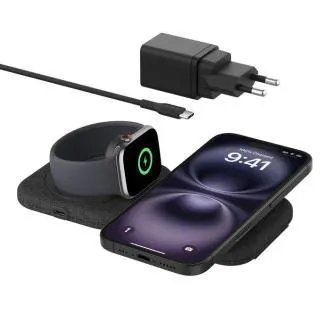Belkin BOOST CHARGE PRE Qi2 2v1 Bezdrôtová skladacia cestovná podložka pre iPhone/Apple Watch/AirPods, čierna Belkin BOOST CHARGE PRE Qi2 2v1 Bezdrôtová skladacia cestovná podložka pre iPhone/Apple Watch/AirPods, čierna
