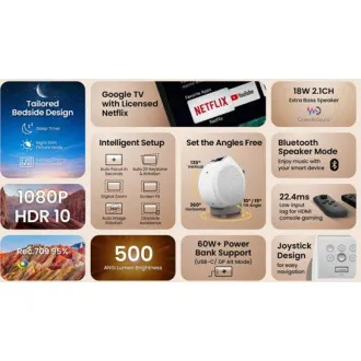 BenQ DLP Projektor GV32 FHD/500 ANSI lm/100 000:1/HDMI/USB-A/USB-C/BT/Wi-Fi/Repro/Android 11 prenosný šikovný prj pre domáce kino BenQ DLP Projektor GV32 FHD/500 ANSI lm/100 000:1/HDMI/USB-A/USB-C/BT/Wi-Fi/Repro/Android 11 prenosný šikovný prj pre domáce kino