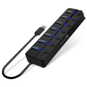 CONNECT IT Mighty Switch 2 USB-A hub, (4xUSB-A 3.0, 3xUSB-A 2.0), externý, ČIERNY