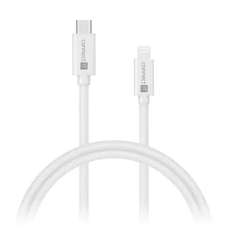 CONNECT IT Wirez kábel USB-C -> Lightning, 27 W, 1 m, BIELA
