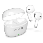 CONNECT IT True Wireless SonicBass slúchadlá do uší s mikrofónom, BIELA