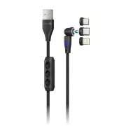 CONNECT IT Magnetic PowerLink 3in1 kábel (USB-C/Lightning/MicroUSB), 2m, ČIERNA