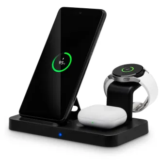 CONNECT IT MultiCharge 3v1 bezdrôtová Qi nabíjačka pre SAMSUNG, ČIERNA