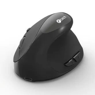 C-TECH myš VEM-17, vertikálna, Dual mode, bezdrôtová, BT5.0 + 2,4GHz, 1600DPI, čierna