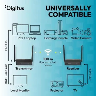DIGITUS 4K/60Hz Wireless HDMI KVM Extender Set, 100m, black DIGITUS 4K/60Hz Wireless HDMI KVM Extender Set, 100m, black
