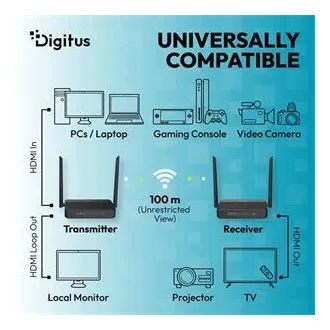 DIGITUS 4K/60Hz Wireless HDMI KVM Extender Set, 100m, black DIGITUS 4K/60Hz Wireless HDMI KVM Extender Set, 100m, black