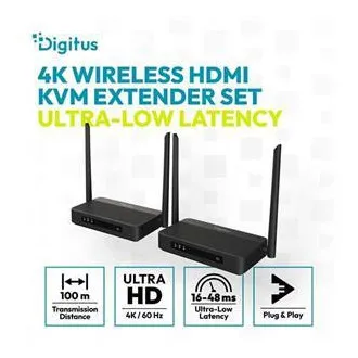DIGITUS 4K/60Hz Wireless HDMI KVM Extender Set, 100m, black DIGITUS 4K/60Hz Wireless HDMI KVM Extender Set, 100m, black