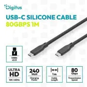 Digitus silikónový kábel USB4 verzia 2.0, USB 80 Gbps, 1 m, čierny