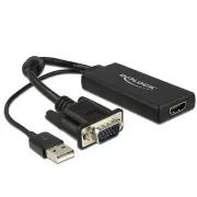 Delock adaptér VGA na HDMI s audio čierny