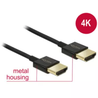 Delock Kábel High Speed HDMI s Ethernetom - HDMI-A samec > HDMI-A samec 3D 4K 2 m Slim Premium