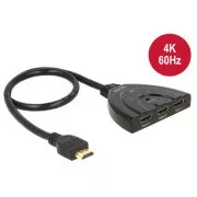 Delock Delock HDMI UHD Switch 3 x HDMI in > 1 x HDMI out 4K s integrovaným káblom 50 cm