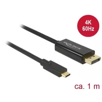 Delock kábel USB Type-C™ samec > Displayport samec (DP Alt Mode) 4K 60 Hz 1 m čierny Delock kábel USB Type-C™ samec > Displayport samec (DP Alt Mode) 4K 60 Hz 1 m čierny