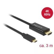 Delock Kábel USB Type-C™ samec > HDMI samec (DP Alt Mód) 4K 60 Hz 3 m čierny