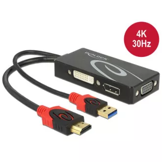 Delock Adaptér HDMI samec > DVI / VGA / Displayport samica 4K čierny