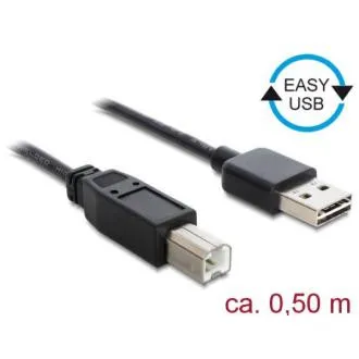 Delock Kábel EASY-USB 2.0 Typ-A samec > USB 2.0 Typ-B samec 0,5 m čierny Delock Kábel EASY-USB 2.0 Typ-A samec > USB 2.0 Typ-B samec 0,5 m čierny