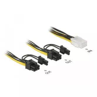 Delock PCI Express napájací kábel 6 pin samica > 2 x 8 pin samec 15 cm