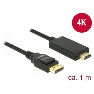 Delock Kábel Displayport 1.2 samec > High Speed HDMI-A samec pasívny 4K 1 m čierny Delock Kábel Displayport 1.2 samec > High Speed HDMI-A samec pasívny 4K 1 m čierny